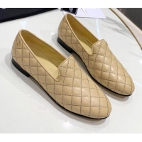 Best Grade Chanel Quilted Calfskin Loafers 080937 Apricot 2021