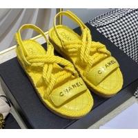 Most Popular Chanel Cord Flat Sandals G34602 Yellow 2021