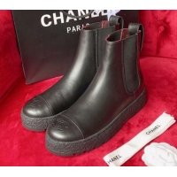 Luxurious Chanel Calfskin Platform Short Boots 080943 Black 2021