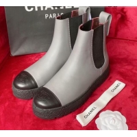 Top Design Chanel Calfskin Platform Short Boots 080943 Gray 2021