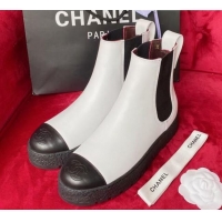 Pretty Style Chanel Calfskin Platform Short Boots 080943 White 2021