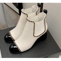 Purchase Chanel Lambskin Chian Heel Short Boots 7cm 080946 White 2021