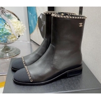 Cute Chanel Lambskin Chain Short Boots 3cm G37826 Black 2021