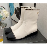 Discount Chanel Lambskin Chain Short Boots 3cm G37826 White 2021