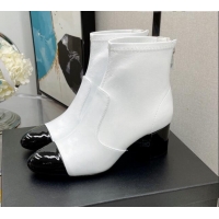 Grade Chanel Elastic Leather Ankle Boots 5.5cm 081235 White