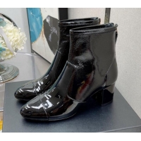 Luxury Chanel Elastic Patent Leather Ankle Boots 5.5cm 081235 Black