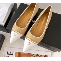 Luxury Chanel Lambskin Chain Pointed Toe Ballerinas 081238 Apricot 2021