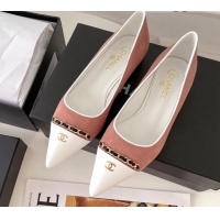 Luxury Chanel Suede Chain Pointed Toe Ballerinas 081241 Pink 2021