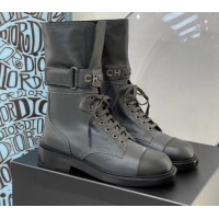 Top Quality Chanel Calfskin Buckle Short Boot 081341 Dark Gray