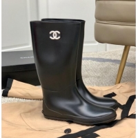 Best Quality Chanel Vintage Rubber Rain High Boots 081344 Black