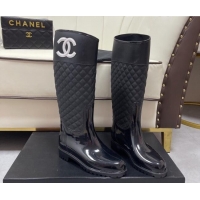 Super Quality Chanel Vintage Rubber Rain High Boots 081348 Black 2021