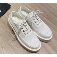 Best Design Chanel Nylon and Patent Calfskin Lace-ups G38081 All White 2021