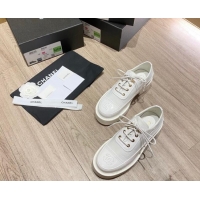 Best Design Chanel Nylon and Patent Calfskin Lace-ups G38081 All White 2021