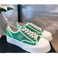 Good Quality Chanel Canvas Platfrom Sneakers 081414 Green 2021