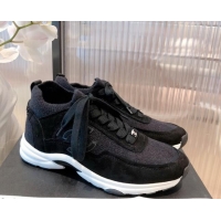 Stylish Chanel Fabric & Suede Sneakers G38033 Black 2021