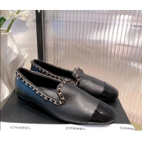 Good Quality Chanel Calfskin Chain Loafers G37852 Black 2021