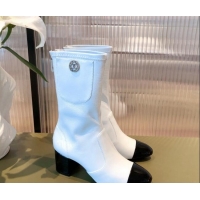 Unique Style Chanel Leather CC Charm Short Boots 081646 White 2021