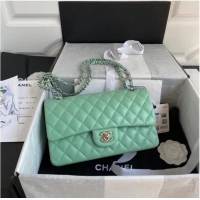 Low Price Chanel classic handbag Lambskin & silver Metal A01112 light green