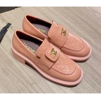 Popular Chanel Lambskin Loafers G38147 Pink 2021