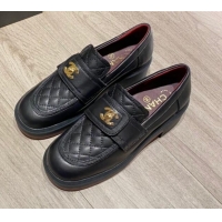 Well Crafted Chanel Lambskin Loafers G38147 Black