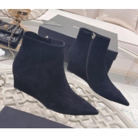 Low Cost Chanel Suede Wedge Ankle Boots 7.5cm 081659 Black 2021