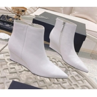 Charming Chanel Calfskin Wedge Ankle Boots 7.5cm 081661 White 2021