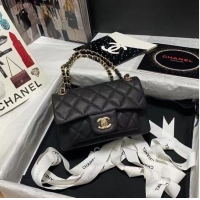 Spot Bulk Chanel Flap Shoulder Bag Grained Calfskin AS9960 black