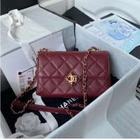 Famous Brand Chanel Flap Shoulder Bag Original leather AS2634 Wine