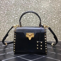 Discount VALENTINO GARAVANI Rockstud Alcove Small grain calf leather handbag 2B0J71 black