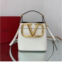 Top Grade VALENTINO calf leather handbag V0754 white