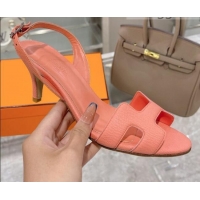 Cute Hermes Leather Heeled Sandals 7cm 061184 Pink