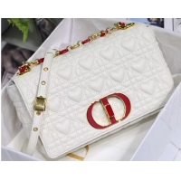 Famous Brand MEDIUM DIORAMOUR DIOR CARO BAG Cannage Calfskin with Heart Motif M9242WNG WHITE