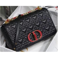 Low Cost MEDIUM DIORAMOUR DIOR CARO BAG Cannage Calfskin with Heart Motif M9242WNG BLACK