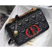 Good Price SMALL DIORAMOUR DIOR CARO BAG Cannage Calfskin with Heart Motif M9241WN BLACK