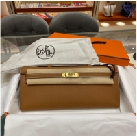 Classic Grade Hermes Kelly 31cm Clutch Original Epsom Leather KL31 Brown