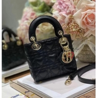 Super Quality MICRO DIORAMOUR LADY DIOR BAG black Cannage Lambskin with Heart Motif S0856ON