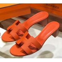 Purchase Hermes Santorini Epsom Calfskin Classic H Heeled Slide Sandals 070525