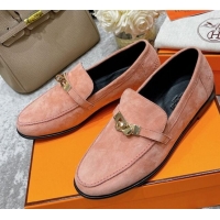 Discounts Hermes Mocasini Suede Loafers 081101 Peachy Pink 