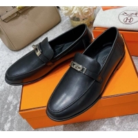 New Stylish Hermes Mocasini Loafers 081104 Black