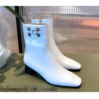 Stylish Hermes Calfskin Studded Short Boots 081650 White 2021