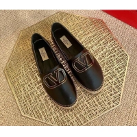 Best Luxury Valentino Vlogo Lambskin Espadrilles 022614 Black 2021