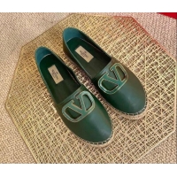 Classic Practical Valentino Vlogo Lambskin Espadrilles 022614 Green 2021