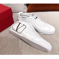 Elegant Valentino VLogo Straped Leather Sneakers 031171 White/Black