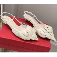 Good Quality Valentino Atelier Shoe 03 Rose Edition Slingback Pumps 4cm 408128 White 2021