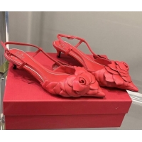 Grade Quality Valentino Atelier Shoe 03 Rose Edition Slingback Pumps 4cm 408128 Red 2021