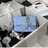 Market Sells Chanel Flap Shoulder Bag Original leather AS2855 sky blue