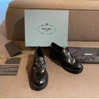 Grade Quality Prada Monolith Brushed Leather Rounded Loafers 071277 Black 2021