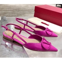 Best Price Valentino VLogo One-Tone Patent Leather Slingback Ballet Flat 061564 Purple 2021