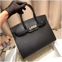 Market Sells Hermes Birkin Bag Original Epsom Leather 30CM 17825 Black Silver