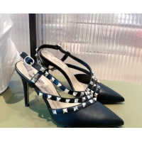 Good Quality Valentino Rockstud Side Strap Leather Pumps 6.5cm/8.5cm 071373 Black 2021